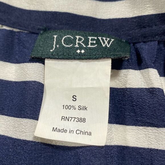 J.Crew 100% Silk Marin Sailor Mini Dress Nautical Stripe Lightweight Short Sleev - Picture 11 of 12